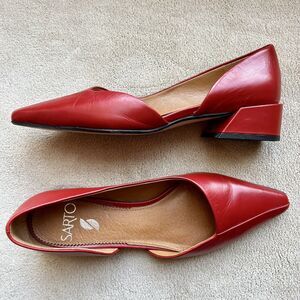 Sarto by Franco Sarto Monana Red Leather Slip On Flat Low Block Heel Women’s 6 M